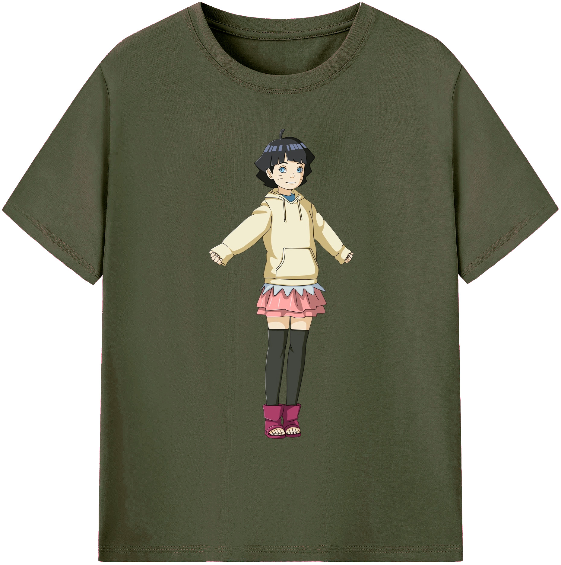 （画像用） NARUTO -ナルト- うずまき ヒマワリ Uzumaki Himawari 綿100％ メンズ半袖Tシャツ｜肌触りやわらか＆通気性